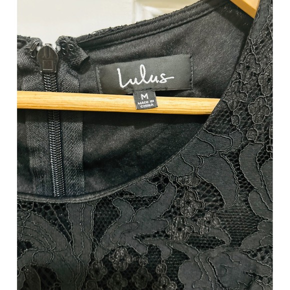 NWT Lulus Women's Black Lace Sheath Dress Cocktail Party Midi Elegant Size M‎ - Picture 3 of 5